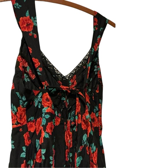 Free People Black Floral Maxi Dress Boho Sleeveless Pockets Size S - Picture 9 of 12